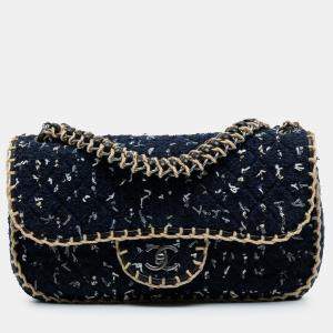مملوكة مسبقًا Chanel Blue Quilted Tweed St Tropez Flap