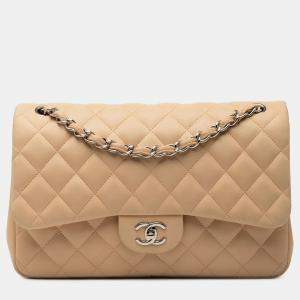 مملوكة مسبقًا Chanel Beige Jumbo Classic Lambskin Double Flap