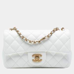 مملوكة مسبقًا Chanel White Mini Rectangular Classic Lambskin Romance Single Flap