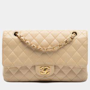 Pre Owned Chanel Brown Medium Classic Caviar Double Flap