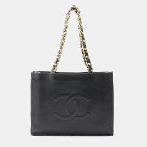 مملوكة مسبقًا Chanel Vintage CC Black Leather Chain Tote Bag