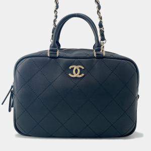 مملوكة مسبقًا Chanel Matelasse Bowling 2Way Handbag Black Calf Leather