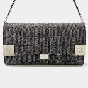 مملوكة مسبقًا Chanel Chocolate Bar Chain Shoulder Bag Navy Denim