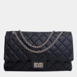 Pre Owned Chanel Black Reissue 2.55 Aged Calfskin Double Flap 227