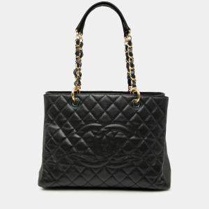 Pre Owned Chanel Black Caviar Grand Shopping Tote