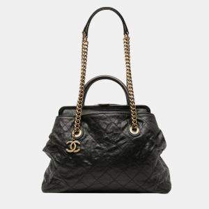 مملوكة مسبقًا Chanel Black Quilted Glazed Caviar Frame Tote