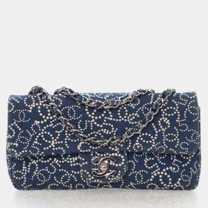 Pre Owned Chanel Denim No.5 Printed East West Flap