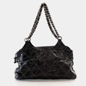 Pre Owned Chanel Black Calfskin Wild Stitch Tote