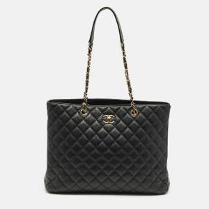 Pre Owned Chanel Classic Large Black Caviar Leather Bag