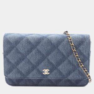 Pre Owned Chanel Matelasse Navy Denim Crossbody Bag