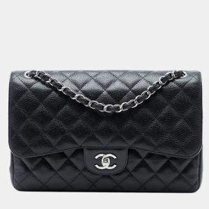 مملوكة مسبقًا Chanel Black Jumbo Classic Caviar Double Flap