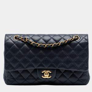 مملوكة مسبقًا Chanel Blue Medium Classic Caviar Double Flap