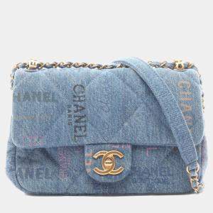 مملوكة مسبقًا Chanel Matelasse Small Flap Bag Shoulder Denim Blue Multicolor