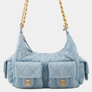 مملوكة مسبقًا Chanel Chain Shoulder Bag Hobo Matelasse Coco Mark Denim