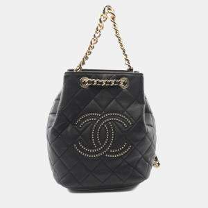 مملوكة مسبقًا Chanel Matelasse Studded Coco Mark Backpack Leather Black