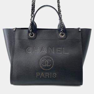 مملوكة مسبقًا حقيبة توت شانيل كوكو مارك دوفيل جلد كافيار مثبت أسود