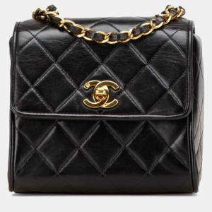 مملوكة مسبقًا Chanel Matelasse Coco Mark Chain Shoulder Bag In Black Lambskin