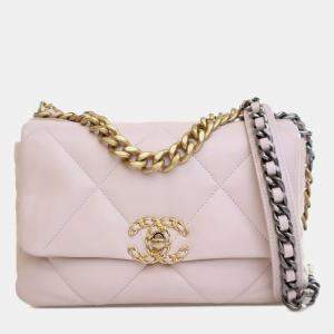 Pre Owned Chanel Pink Medium Lambskin 19 Flap