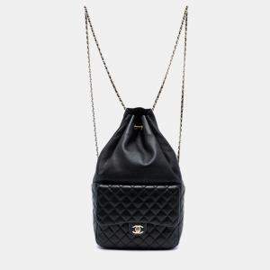 مملوكة مسبقًا Chanel Black Large Quilted Lambskin In Seoul Backpack