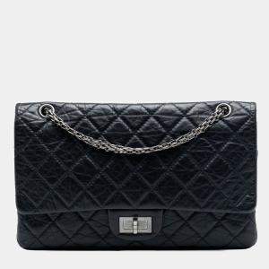 Pre Owned Chanel Blue Aged Calfskin Reissue 2.55 Double Flap 227