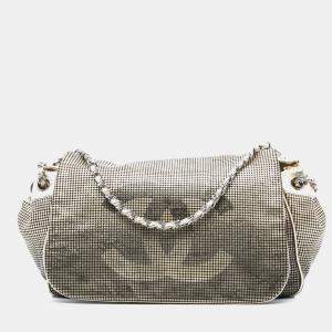 Pre Owned Chanel Gold Perforated Lambskin Hollywood Accordion Flap