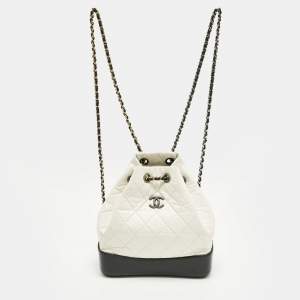 مملوكة مسبقًا Chanel Gabrielle Mini White/Black Aged Leather Mini Backpack