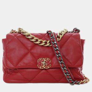 مملوكة مسبقًا Chanel Red Large Lambskin 19 Flap