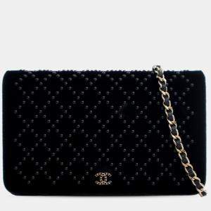 مملوكة مسبقًا محفظة شايينال مخمل مسماري سلسلة سي سي سوداء