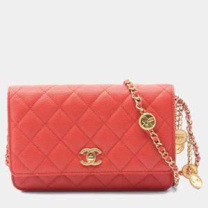 مملوكة مسبقًا Chanel Matelasse Shoulder Bag In Calfskin Leather Red