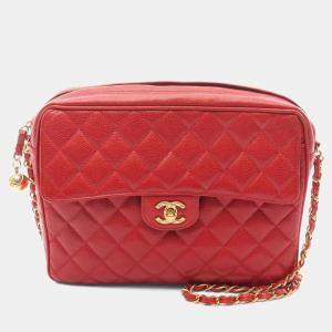 مملوكة مسبقًا Chanel Matelasse Shoulder Bag In Calfskin Leather Red