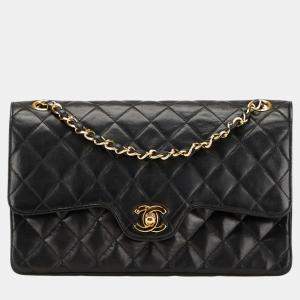 مملوكة مسبقًا Chanel Matelasse Coco Mark Double Flap Chain Shoulder Bag In Black Lambskin