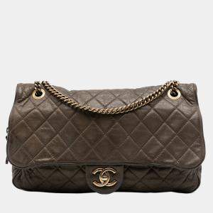 مملوكة مسبقًا Chanel Brown Large Quilted Iridescent Calfskin Shiva Flap