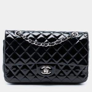 مملوكة مسبقًا Chanel Black Medium Classic Patent Double Flap