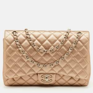 مملوكة مسبقًا Chanel Metallic Quilted Leather Maxi Classic Double Flap Bag