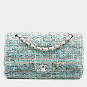 مملوكة مسبقًا Chanel Blue Medium Classic Tweed Double Flap