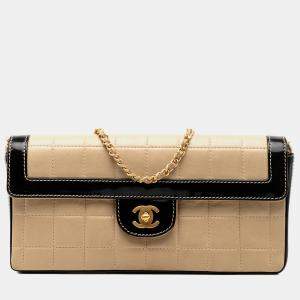 مملوكة مسبقًا حقيبة شانيل بلاك براون سي سي شوكولات بار من جلد الخروف وبراءة إيست وست فلاب