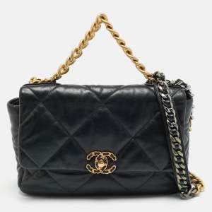 مملوكة مسبقًا Chanel 19 Large Black Quilted Leather Flap Bag