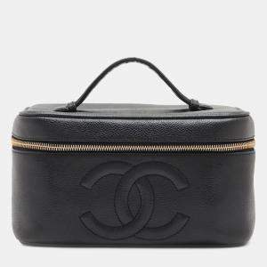 Pre Owned Chanel Black CC Caviar Vanity Case