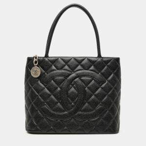 Pre Owned Chanel Black Caviar Medallion Tote