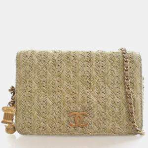 مملوكة مسبقًا Chanel Woven Straw Paris-Greece Wallet On Chain