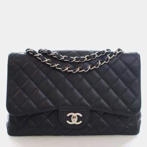 مملوكة مسبقًا حقيبة شانيل قلاب كلاسيك مفرد جلد كافيار جامبو
