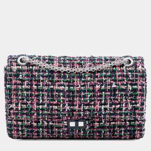 Pre Owned شانيل أسود وردي ريإيشو تويد فالاب مزدوج ٢٢٦