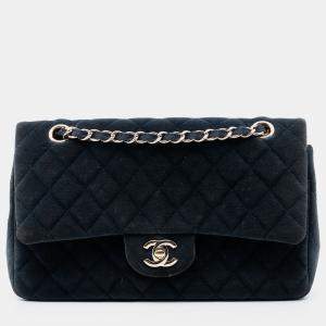 Pre Owned Chanel Blue Medium Classic Velvet Double Flap