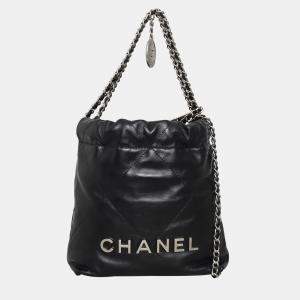 Pre Owned Chanel Mini C22 Black Leather Bag