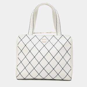 Pre Owned Chanel White CC Wild Stitch Handbag