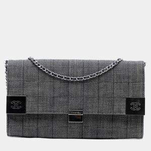 Pre Owned Chanel CC Choco Bar Denim Chain Flap