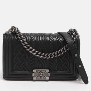 مملوكة مسبقًا حقيبة شانيل بوي جلد أزرق مبطن متوسطة بقلاب