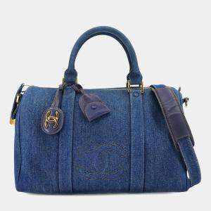 مملوكة مسبقًا Chanel CC Vintage Blue Denim Boston Bag