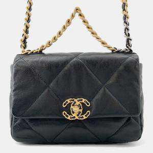 Pre Owned Chanel Chain Shoulder Bag Chanel19 Flap Coco Mark Lambskin