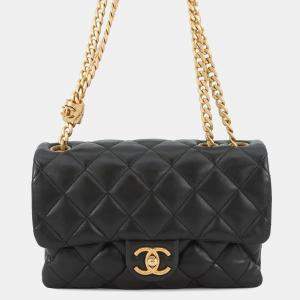 Pre Owned Chanel Chain Shoulder Bag Matelasse Coco Mark Lambskin